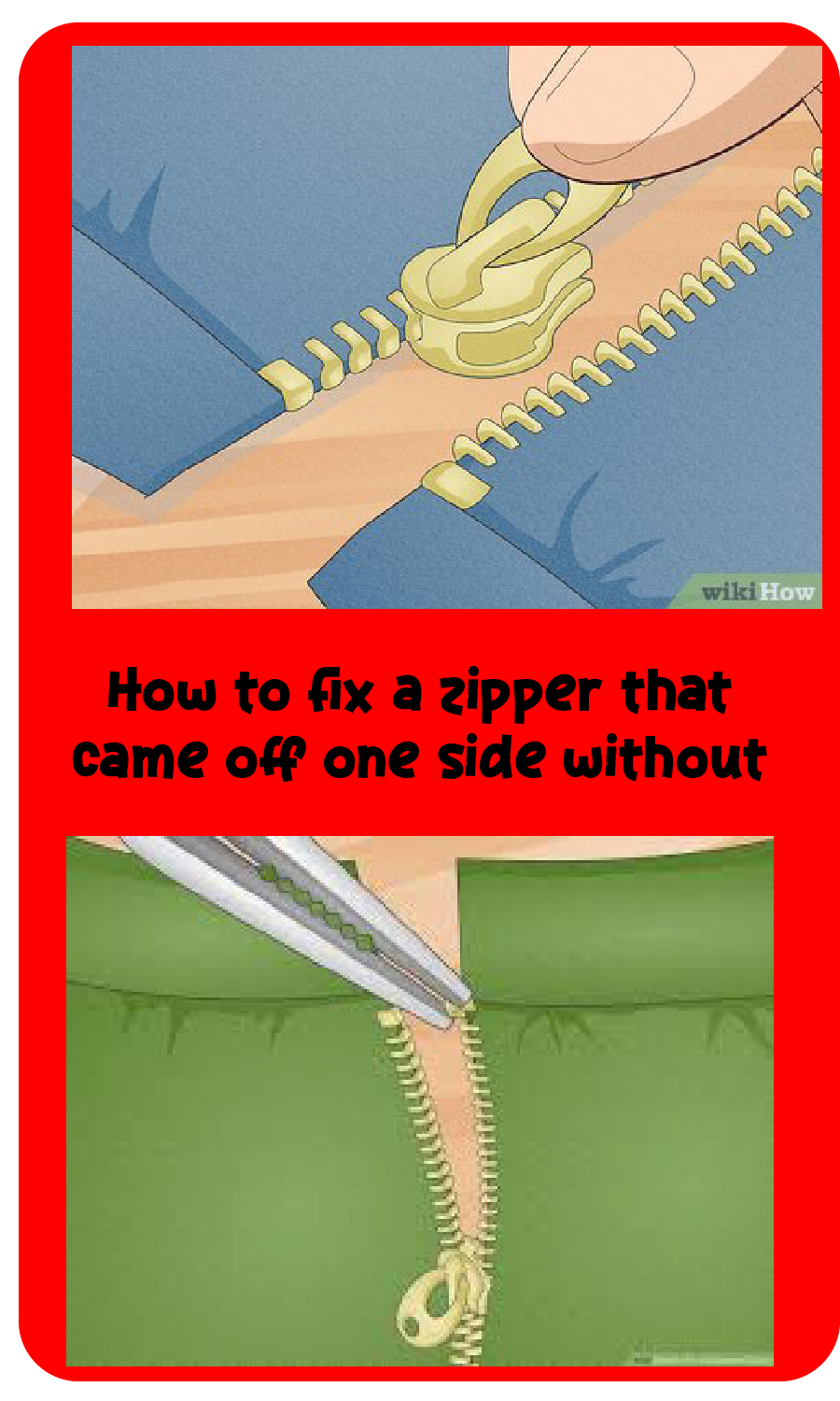 How to fix a zipper that came off one side without